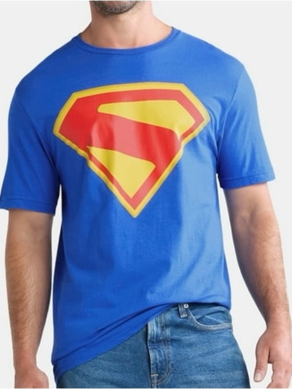 Blue Superman Logo Crewneck T-Shirt
